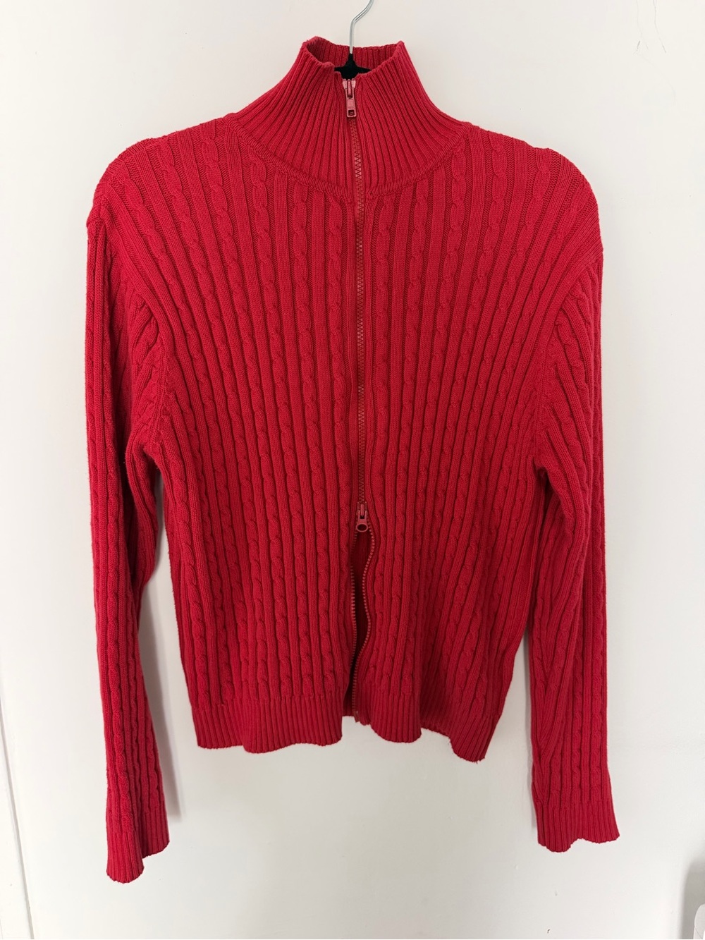 Red Faded Glory zip-up cable knit sweater